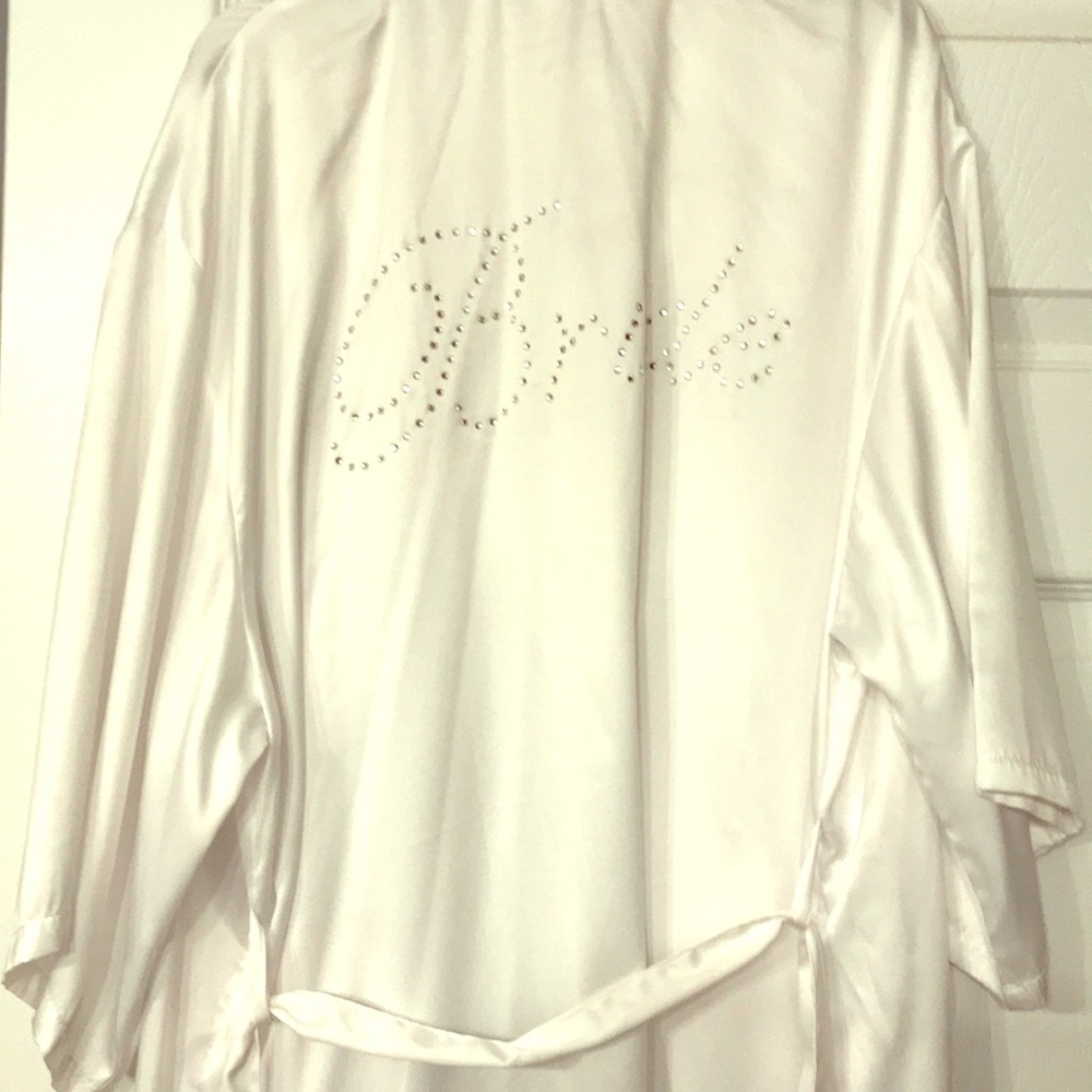 White polyester bride robe